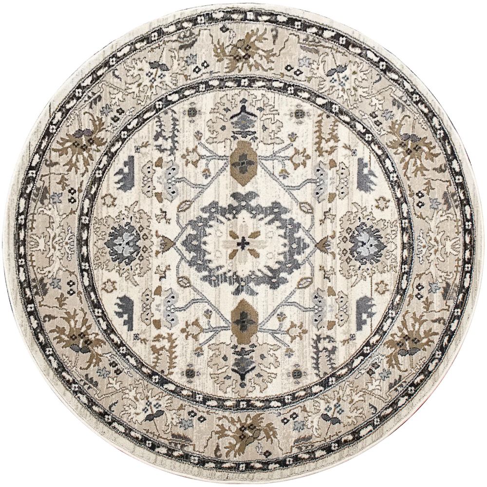 Dynamic Rugs 8531-100 Yazd 5.3 Ft. X 5.3 Ft. Round Rug in Ivory